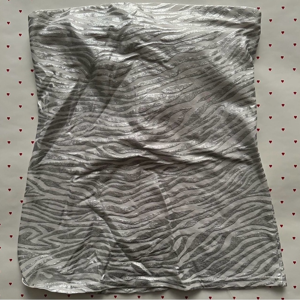 Silver Zebra Print Tube Top